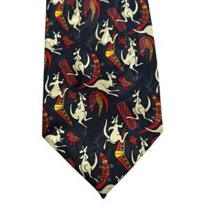 Sunshine Ties Navy Blue Australian Outback Aztec Kangaroo Tie Necktie 59"‎ Long